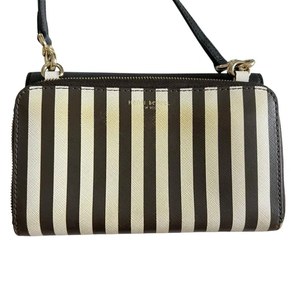 Henri Bendel 2 in 1 Centennial Stripe Wallet On A String / Black Crossbody Purse - Picture 3 of 16